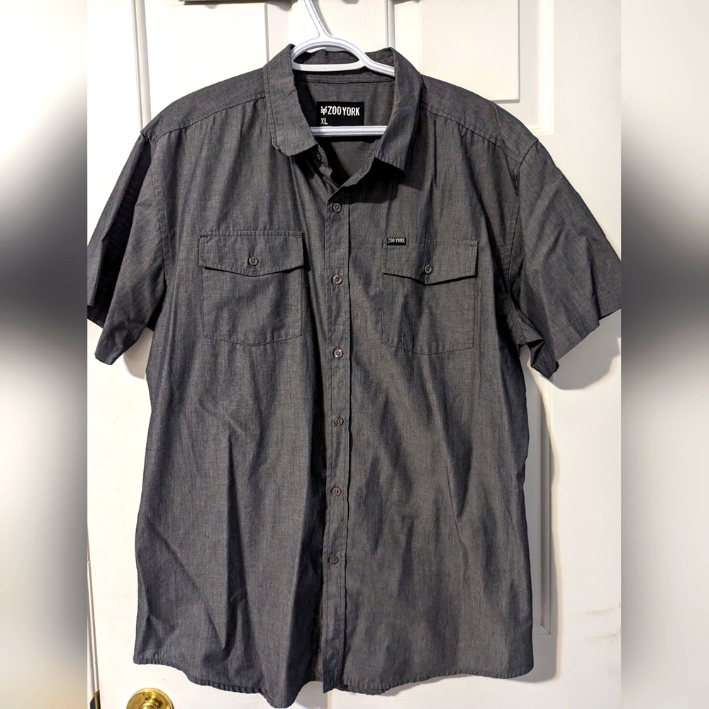Men's Zoo York Gun Metal Grey Short-Sleeve Button Up Shirt